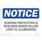 Signmission OSHA, Hearing Protection Is Required When Yellow, 10in X 7in Rigid Plastic, 10" W, 7" H, Landscape OS-NS-P-710-L-13370 - alternate 1